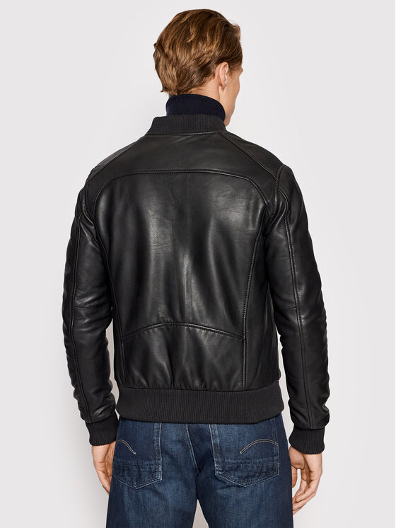 Serge Pariente Serge Pariente Nahkjope Bonbon Must Slim Fit