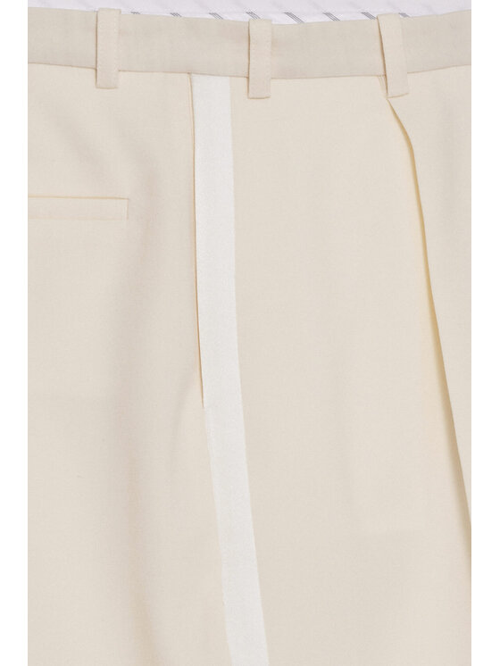 Epuzer Epuzer Spodnie materiałowe Fringed wool Kremowy Loose Leg
