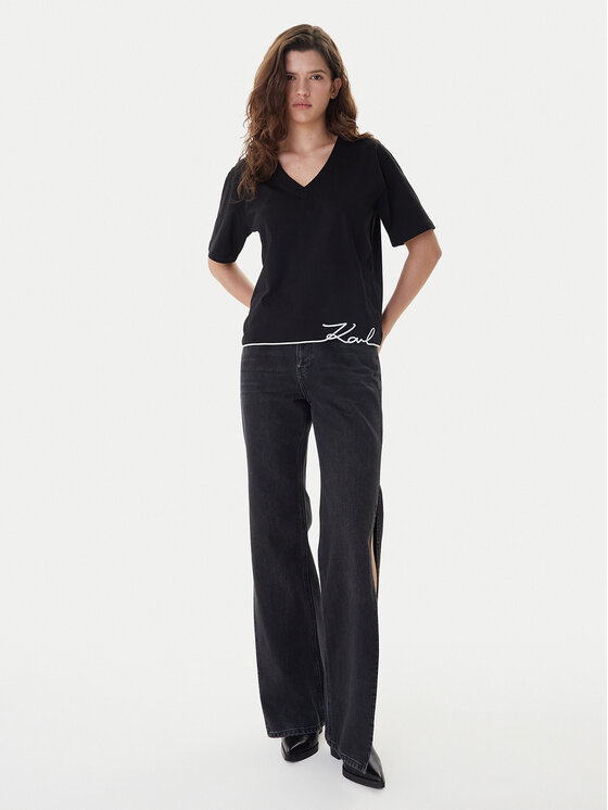 KARL LAGERFELD KARL LAGERFELD Tričko B1W17031 Čierna Relaxed Fit