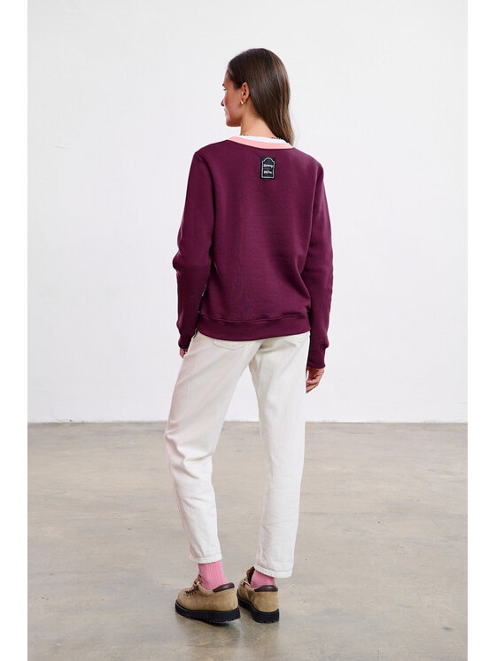 NAOKO NAOKO Bluza Riddiculus Bordowy Reglan Fit