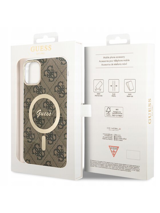 Guess Guess Etui na telefon Pokrowiec Futerał Brązowy
