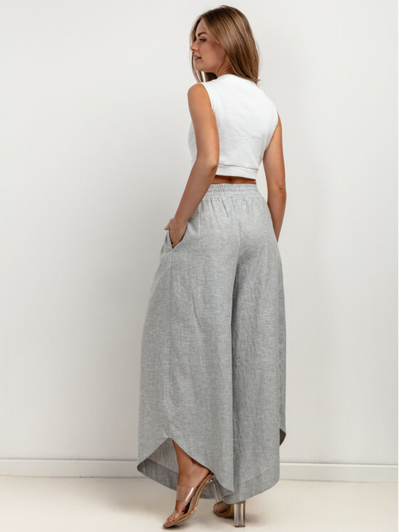 Tessita Tessita Spodnie materiałowe T431/1/XL Szary Wide Leg