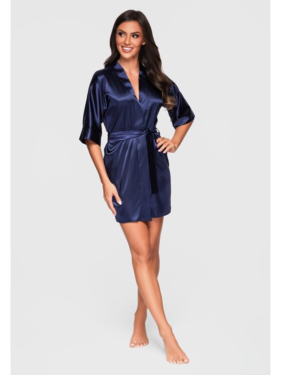 Ombre Ombre Szlafrok LW-NWRB-0108 Granatowy Regular Fit