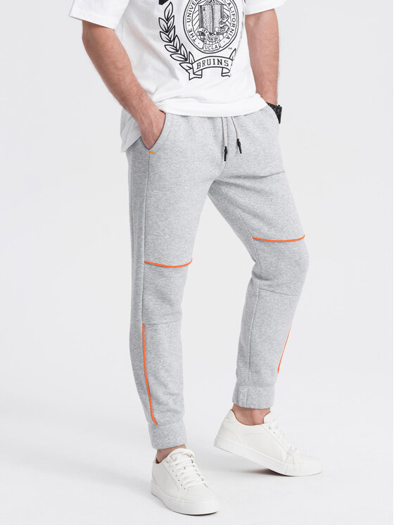 Ombre Ombre Spodnie dresowe OM-PASK-0145 Szary Regular Fit