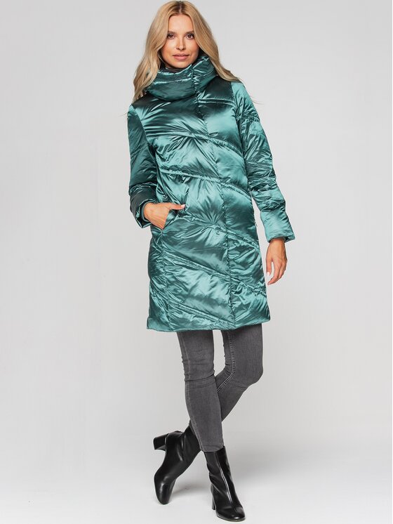 Perso Perso Kurtka damska BLH211025F Zielony Regular Fit