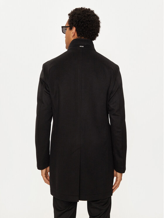 BOSS Boss Płaszcz wełniany H-Hyde 50525764 Czarny Slim Fit