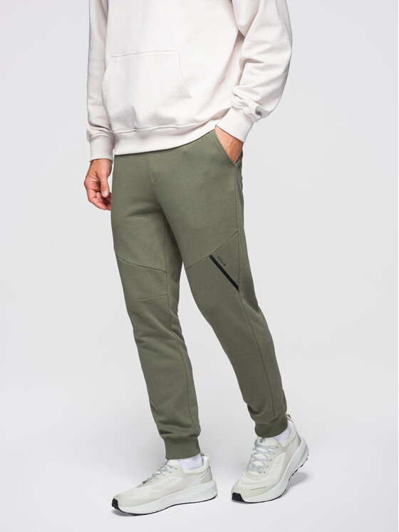 Ombre Ombre Spodnie dresowe OM-PASK-0280 Zielony Regular Fit