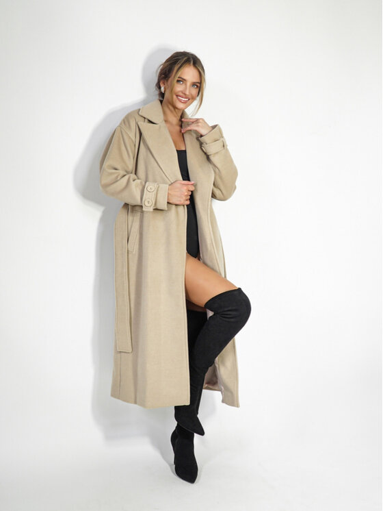 LilaLou LilaLou Płaszcz przejściowy City Beżowy Oversize