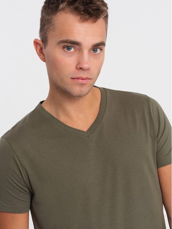 Ombre Ombre T-Shirt OM-TSBS-0145 Zielony Classic Fit