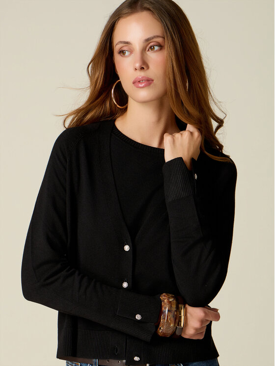 Oltre Oltre Cardigan M310J005564N033 Nero Regular Fit