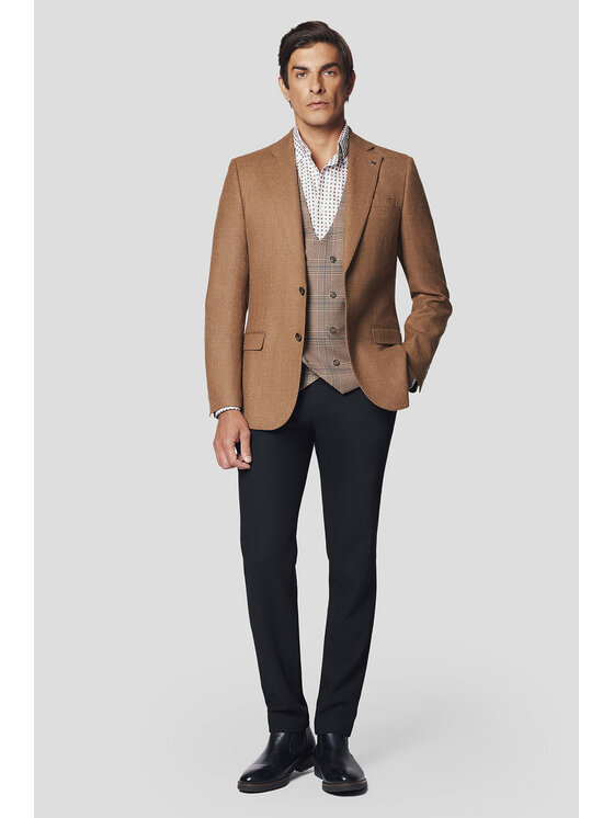 Lancerto Lancerto Marynarka Kelowna MA073224000006 Beżowy Slim Fit