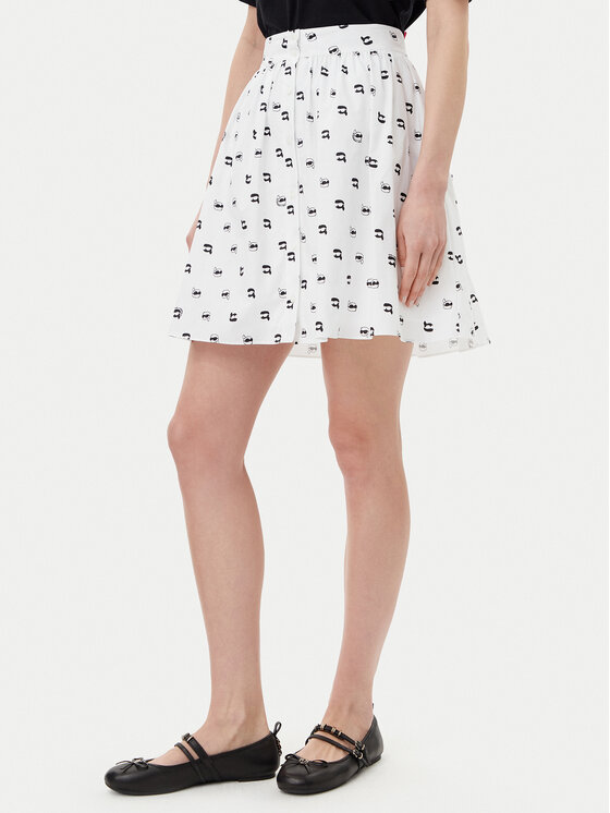 KARL LAGERFELD KARL LAGERFELD Fustă trapez A2W12029 Alb Regular Fit