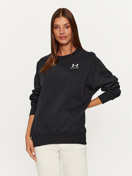 Under Armour Majica Dugih Rukava Essential Flc Os Crew 1379475 Crna Loose Fit