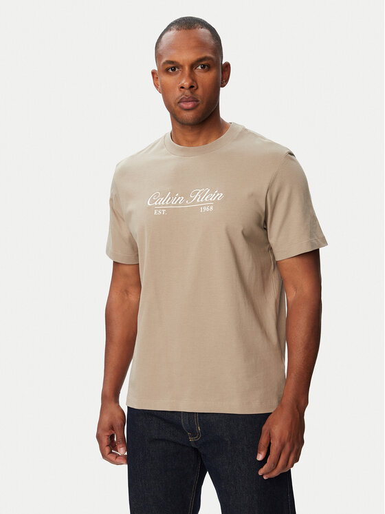 Calvin Klein Jeans Tricou LV04RG822G Bej închis Regular Fit