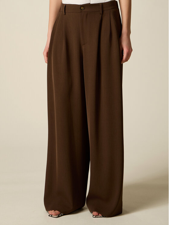 Oltre Oltre Spodnie materiałowe P006J002658N032 Brązowy Baggy Fit