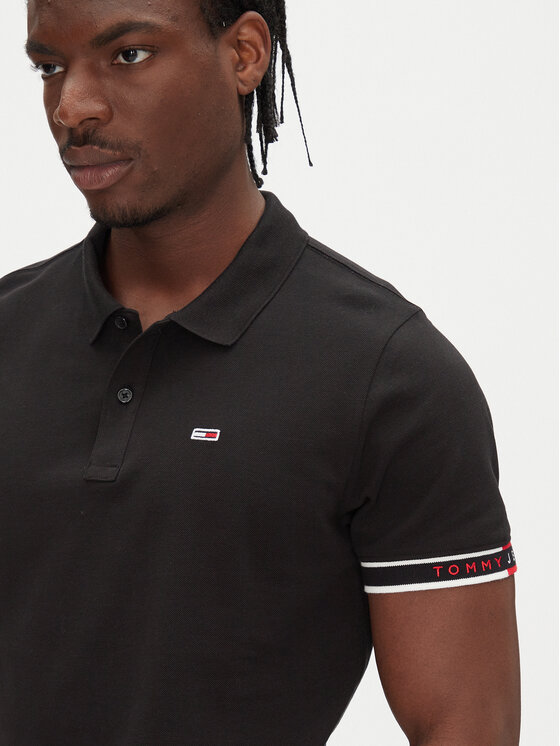 Tommy Jeans Tommy Jeans Polokošile Flag Cuff DM0DM21306 Černá Slim Fit