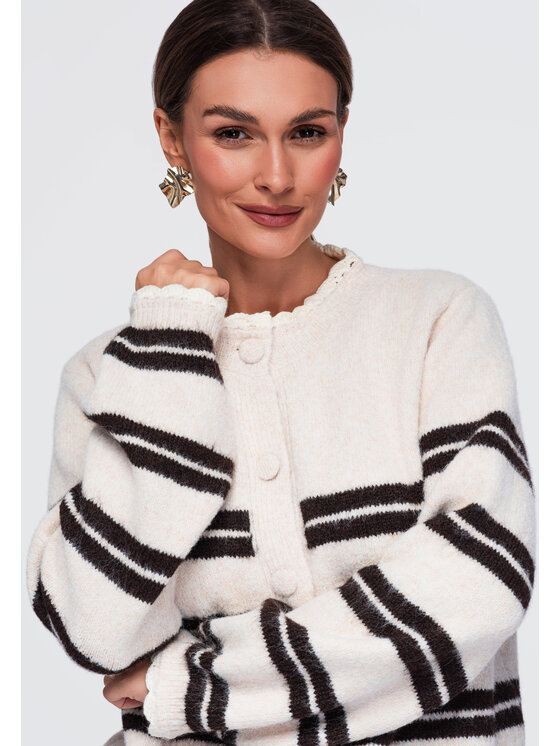 Ombre Ombre Sweter OW-SW-E0009 Beżowy Relaxed Fit