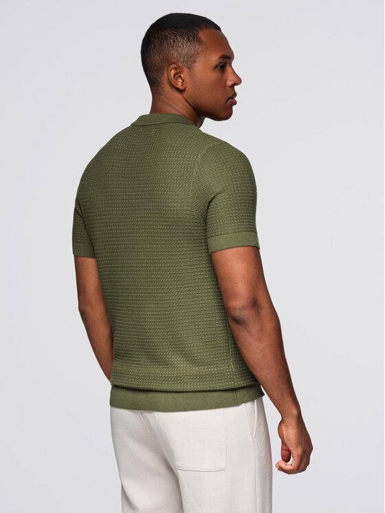 Ombre Ombre Polo OM-POSS-0157 Zielony Slim Fit
