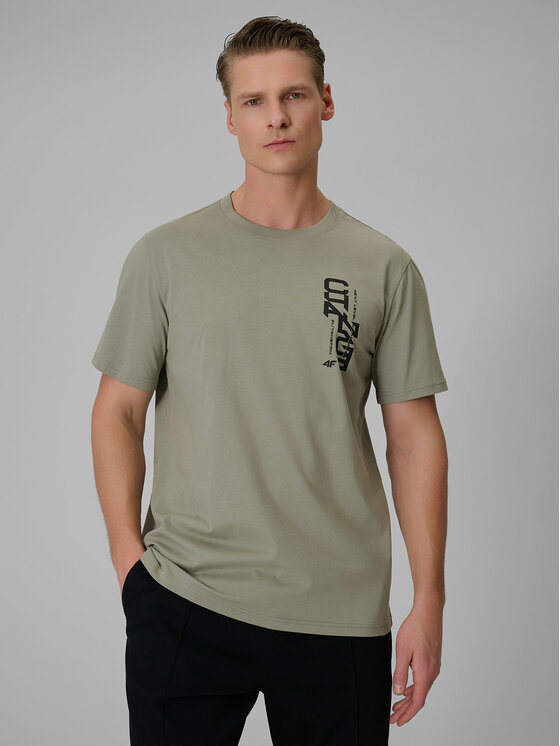 4F 4F T-Shirt BRAND CODE Khaki Regular Fit