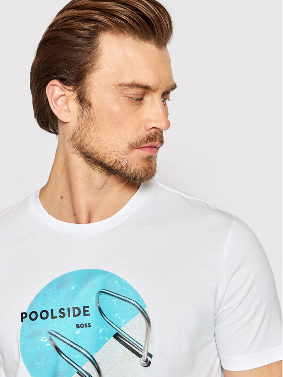 BOSS Boss Marškinėliai Thinking 5 50472653 Balta Regular Fit