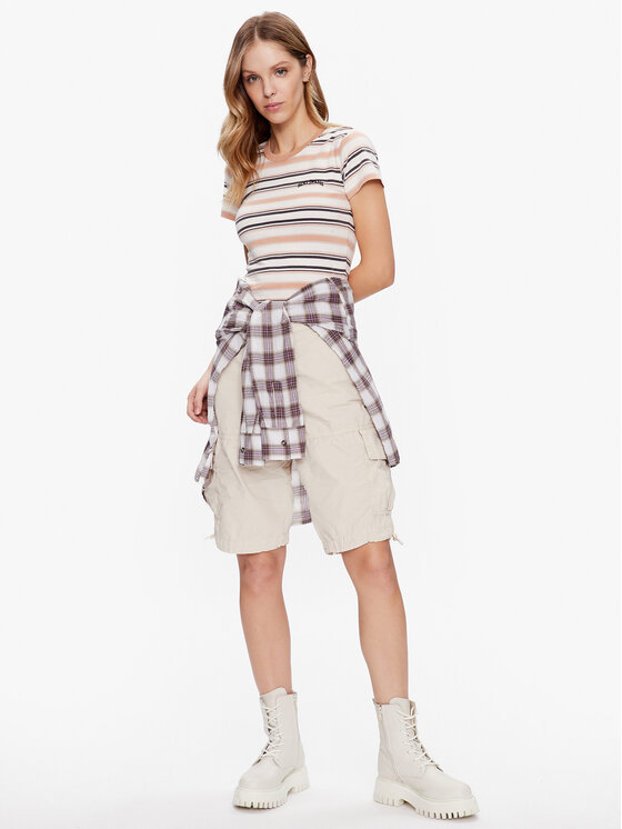 BDG Urban Outfitters BDG Urban Outfitters топ BDG STRIPED BABY 76471473 Екрю Slim Fit