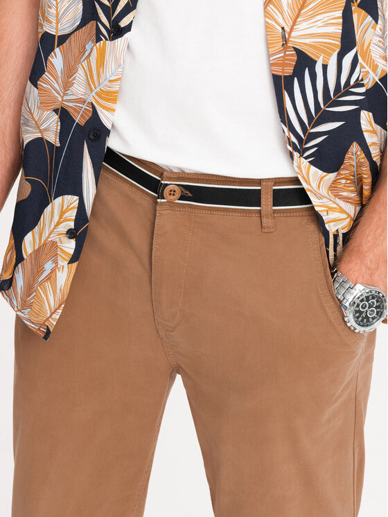 Ombre Ombre Chino kalhoty OM-PACP-0118 Hnědá Regular Fit