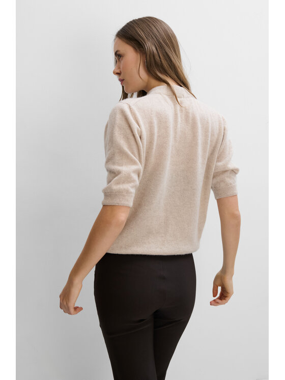 Fobya Fobya Bluzka F2120 Beżowy Basic Fit