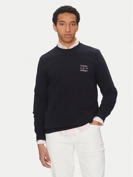 Tommy Hilfiger Tommy Hilfiger Pulóver Stack MW0MW38673 Sötétkék Regular Fit