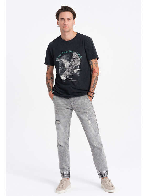 Ombre Ombre Jeansy OM-PADJ-0150 Szary Slim Fit