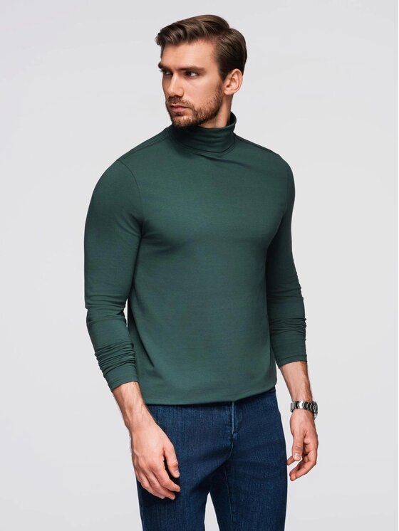 Ombre Ombre Longsleeve OM-LSCL-0130 Zielony Slim Fit