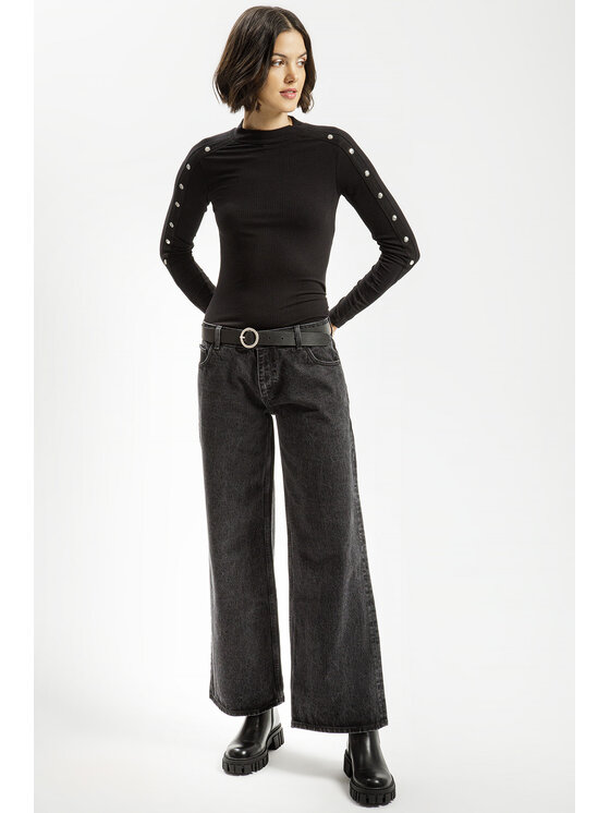 Cross Jeans Cross Jeans Jeansy P 540-007 Czarny Wide Leg