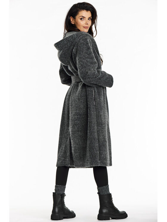 Awama Awama Płaszcz A682 Szary Basic Fit
