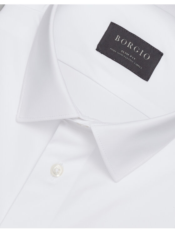 Borgio Borgio Koszula ateleta 00506 Biały Slim Fit