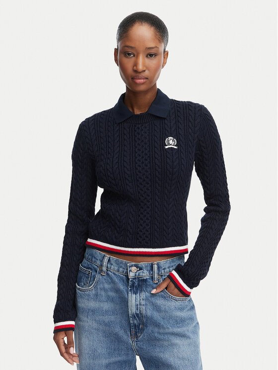 Tommy Jeans Pulover DW0DW22933 Bleumarin Regular Fit