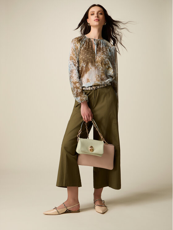 Oltre Oltre Pantaloni di tessuto P744R008878N035 Verde Baggy Fit