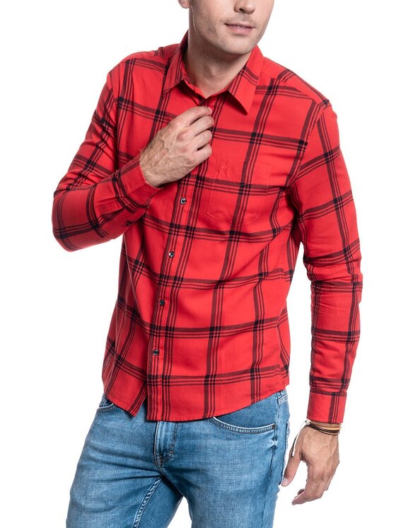 Wrangler Wrangler Camicia LS 1PKT SHIRT Rosso Regular Fit