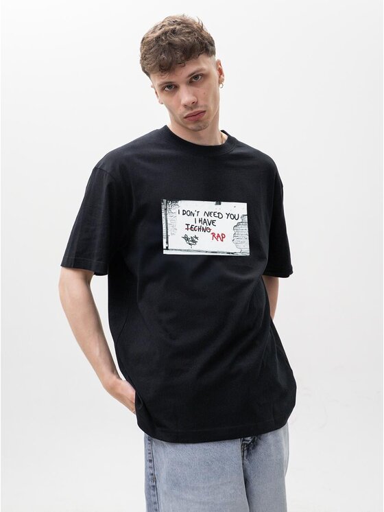 MyStars MyStars T-Shirt Szeroka luźna rap 128993 Czarny Oversize