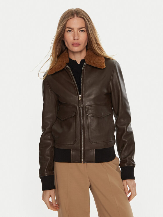 Serge Pariente Giacca di pelle Romane Marrone Regular Fit, taglia : XS
