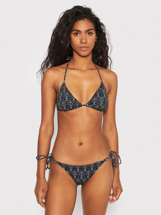 KARL LAGERFELD Spodnji del bikini Ikonic All-Over KL22WBT13 Črna