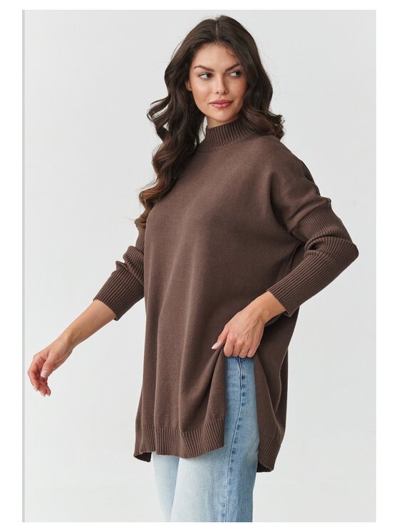 Makadamia Makadamia Sweter S164 Brązowy Oversize