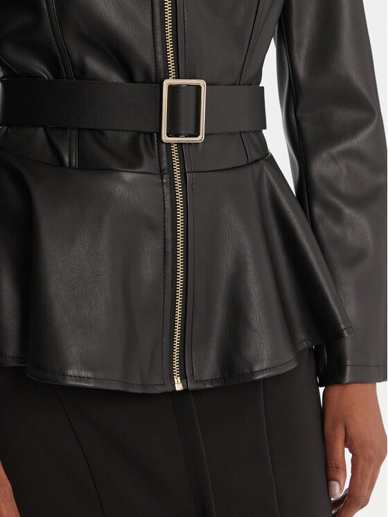 Rinascimento Rinascimento Bunda z imitace kůže CFC0125192003 Černá Slim Fit