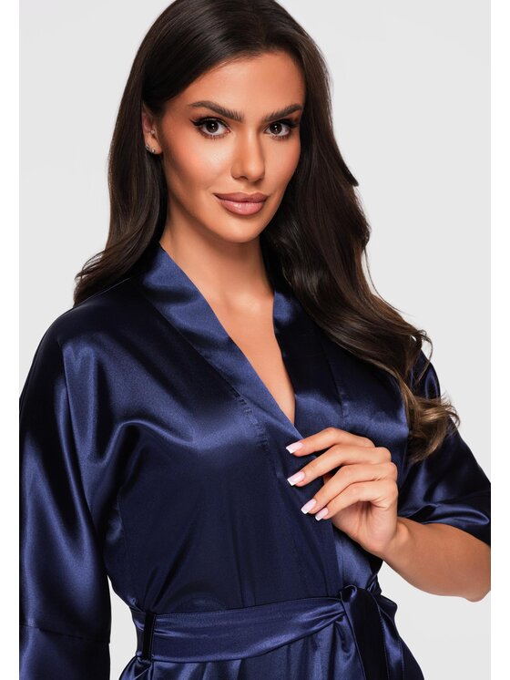 Ombre Ombre Szlafrok LW-NWRB-0108 Granatowy Regular Fit