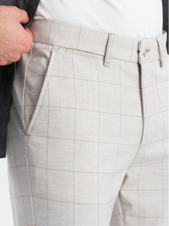 Ombre Ombre Chino kalhoty OM-PACP-0187 Béžová Regular Fit