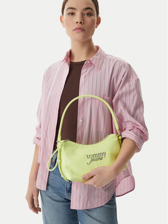 Tommy Jeans Geantă Metal Logo Shoulder Bag AW0AW18468 Verde
