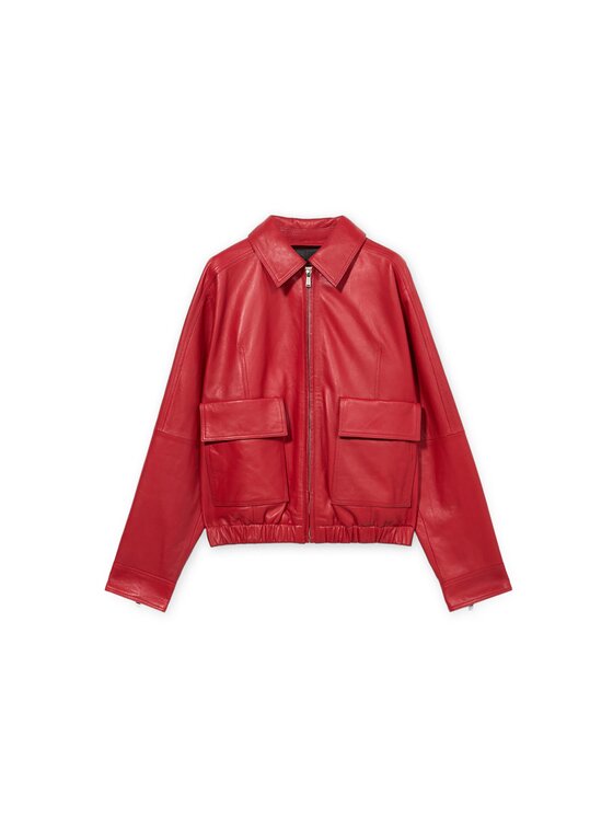 Trussardi Trussardi Kurtka skórzana R366A000735N016 Czerwony Regular Fit