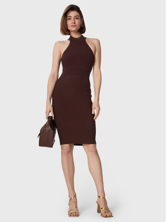 Guess Guess Úpletové šaty Janice W3RK28 Z2YJ2 Hnědá Slim Fit