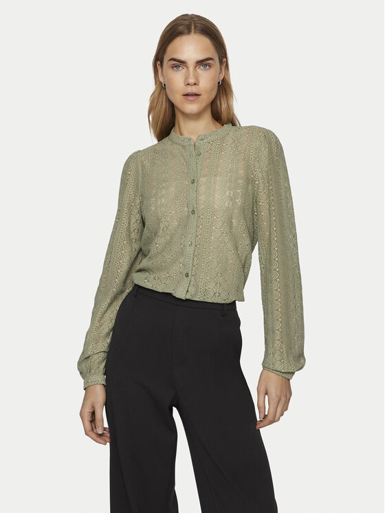 Vila Vila Cămașă Chikka 14082977 Verde Regular Fit