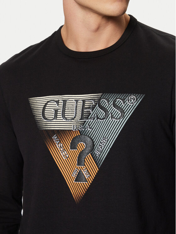 Guess Guess Majica dugih rukava M5RI15 J1314 Crna Slim Fit