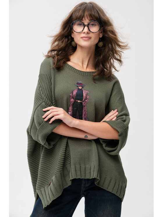 blue shadow blue shadow Sweter Nell Zielony Regular Fit
