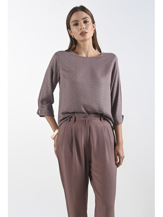 Femestage Femestage Blúzka Femestage AB BASE BLU2980-M16 Hnedá Regular Fit